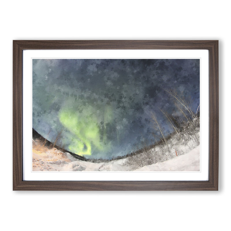 The Northern Lights - Picture Frame Graphic Art, Walnut Framed, 27cm H x 36cm W x 2cm D