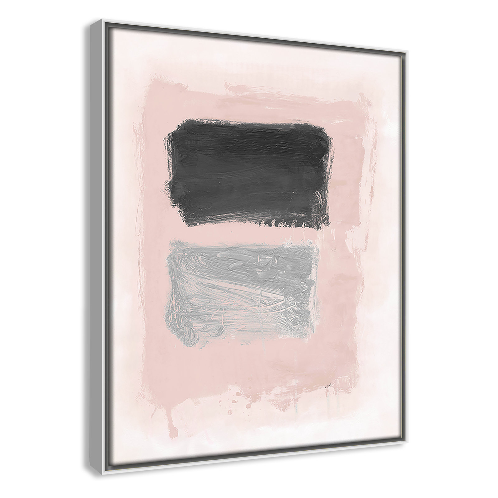 Gabor "Pink, Black and Silver Shimmer I" Print, 15.5" H x 12.5" W  x 2" D, White