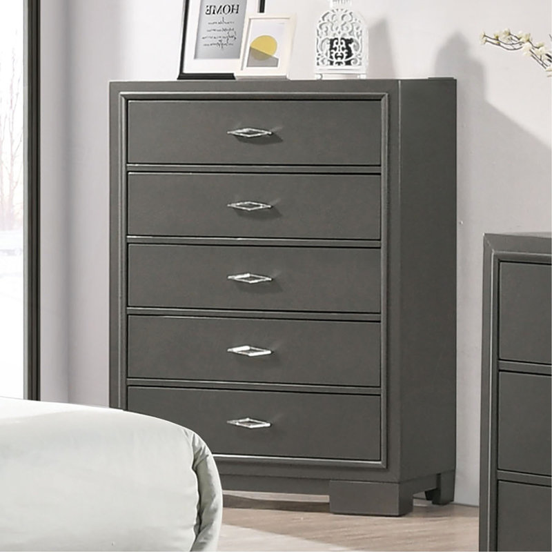 1 pièce Commode 5 tiroirs en acrylique de style contemporain avec pieds en métal