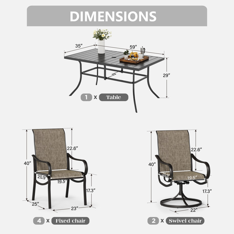 7pcs Patio Dining Outdoor Table Set