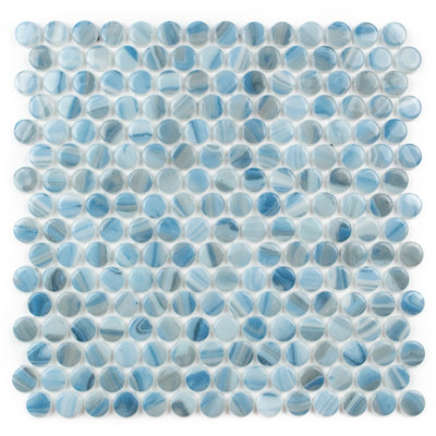 Carreau de mosaïque rond en verre 12 po x 12 po Eterna Penny