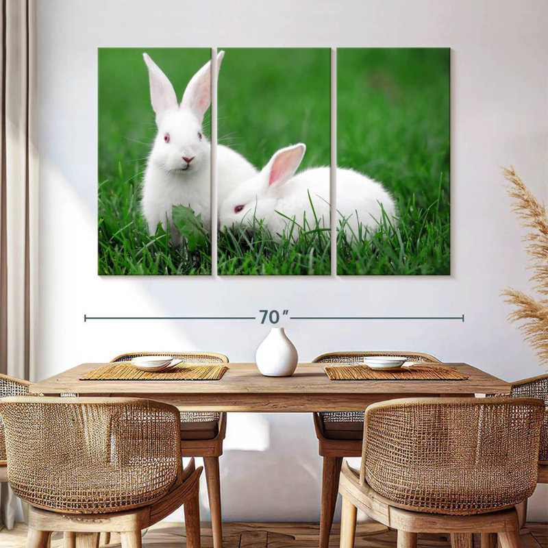 Two Albino Rabbits, 42" H x 65" W