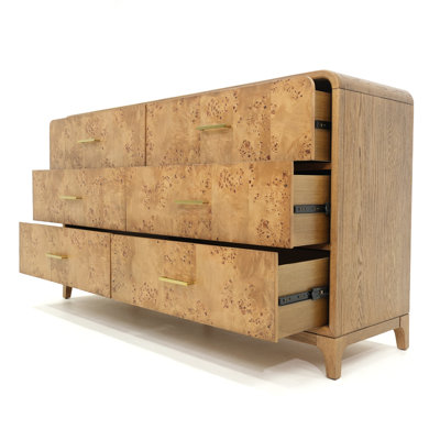Adden Burl Wood 6-Drawer Dresser