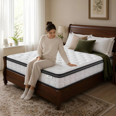 Pocket Spring Mattress with Enhanced 4-Side Foam Edge Support 7-Zone Support & Sleep Cooler, Medium Firm