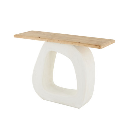 Cole And Grey Wooden O Shaped Console Table With Light Brown Tabletop