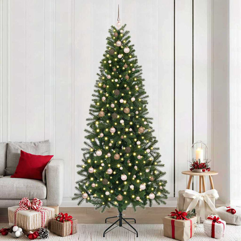  Artificial Christmas Tree with 300 LEDs Green PE and PVC, Bronze, 7.87' H