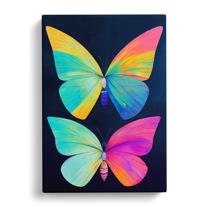 Colourful Butterflies No.1 - Print, Wrapped Canvas, 50cm H x 35cm W x 3cm D, No Matte