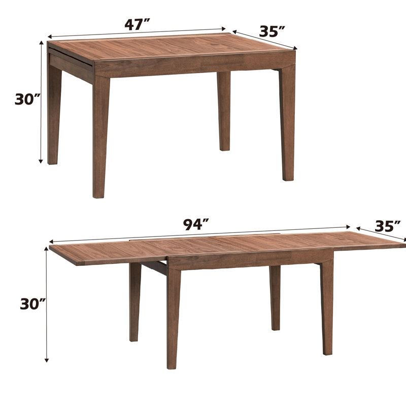 Table de salle à manger en noyer - 28 mm d'épaisseur avec placage de 47 po de hauteur et 30,38 po de hauteur
