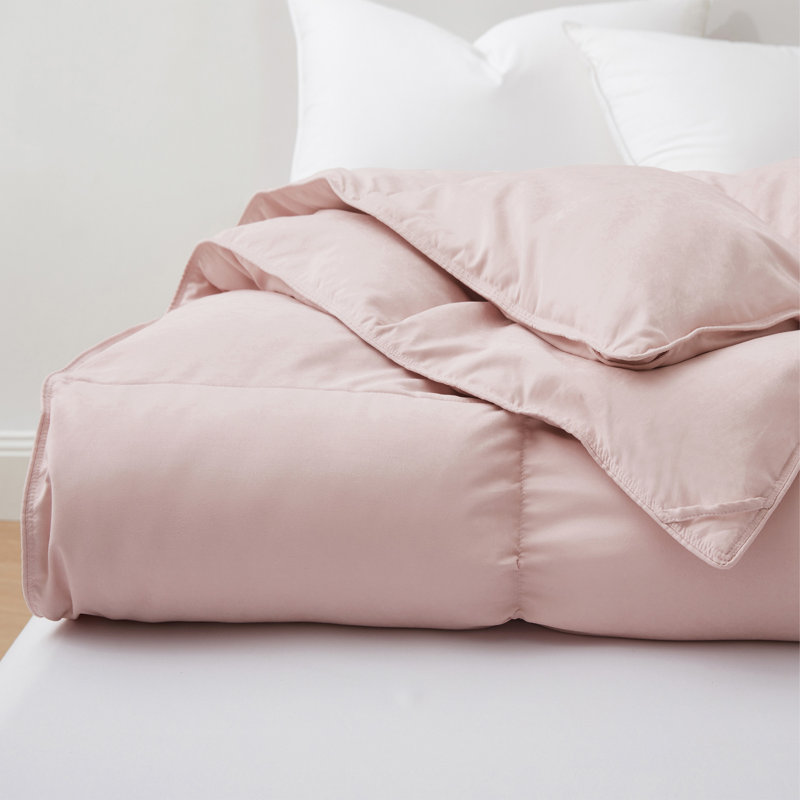 Premium All Season Down Feather Fiber Comforter Duvet Insert, California King, Pink