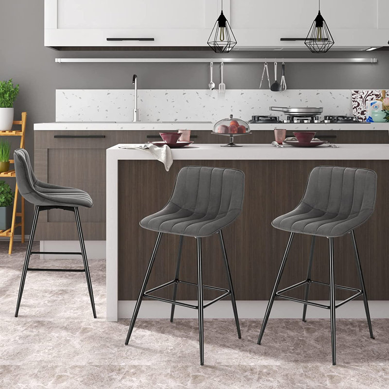 Athol Upholstered Counter Stool, Dark Grey