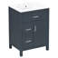 Meuble-lavabo 24 po avec lavabo en céramique, armoire de salle de bain en panneau de fibres à densité moyenne avec 1 porte, 1 tiroir rabattable et 2 tiroirs, meuble-lavabo à fermeture en douceur avec tablette réglable et poignées argentées-132981512