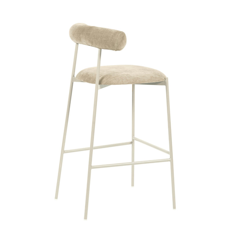 Geraldina Velvet Bar & Counter Stool, Bar Stool (29.1” Seat Height), Taupe