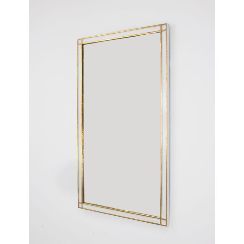 Mindy Flat Metal Wall Mirror, White/Gold