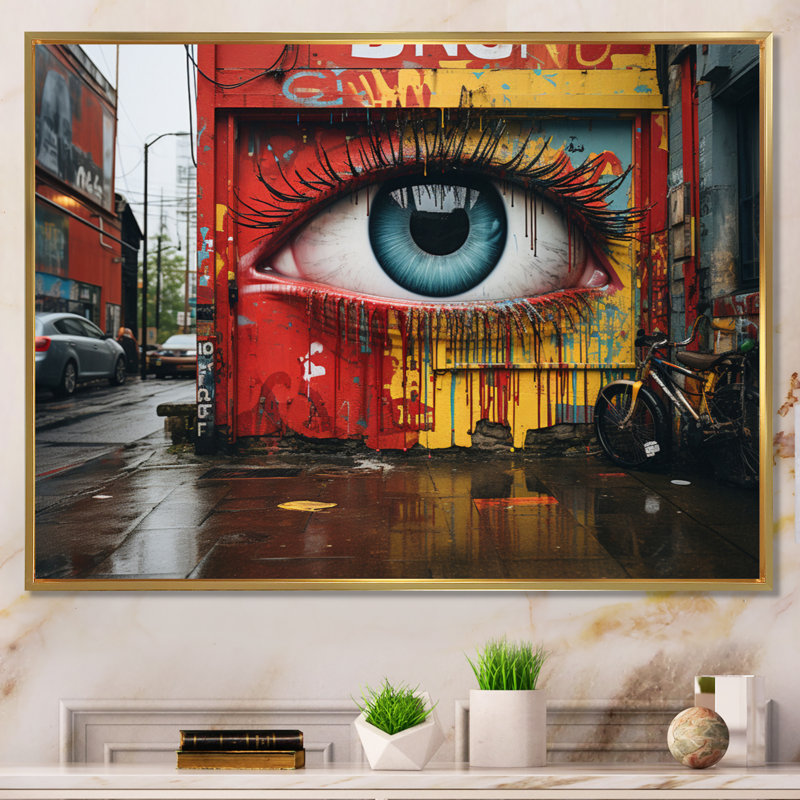 Toronto Urban Graffiti I, reproduction d'art, Cadre flottant doré, H 34 po x l 44 po x P 1,5 po
