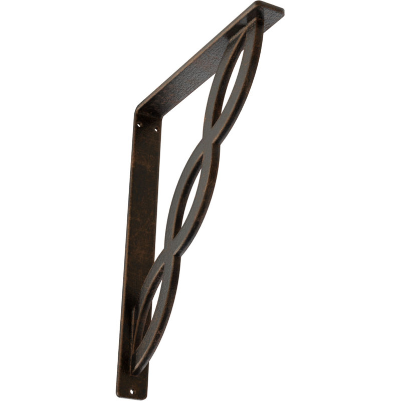 Support en fer forgé, Bronze vieilli, H 12 po x l 1,5 po x P 10 po