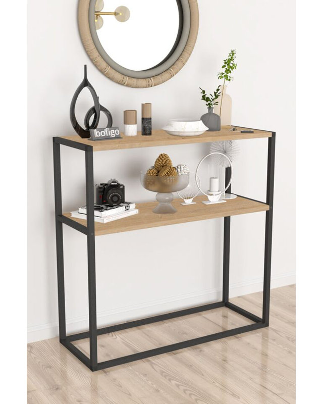 Aigar 90cm Console Table, Beige/Black