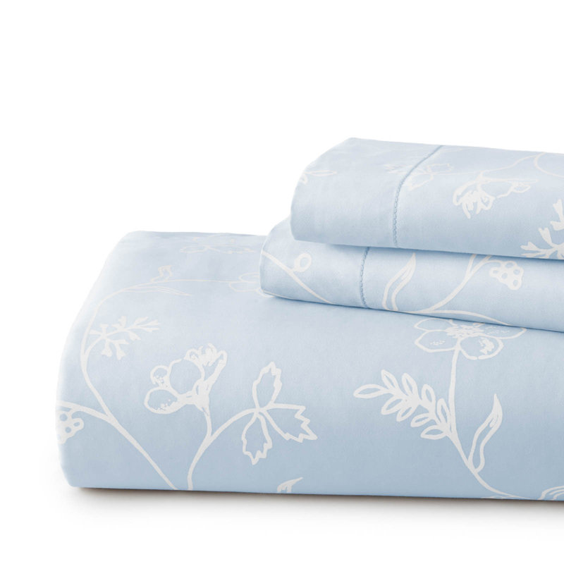 Sweetbrier 300 Thread-Count Long-Staple Cotton Sateen Duvet Cover Set, Twin Duvet Cover + 1 Sham, Blue