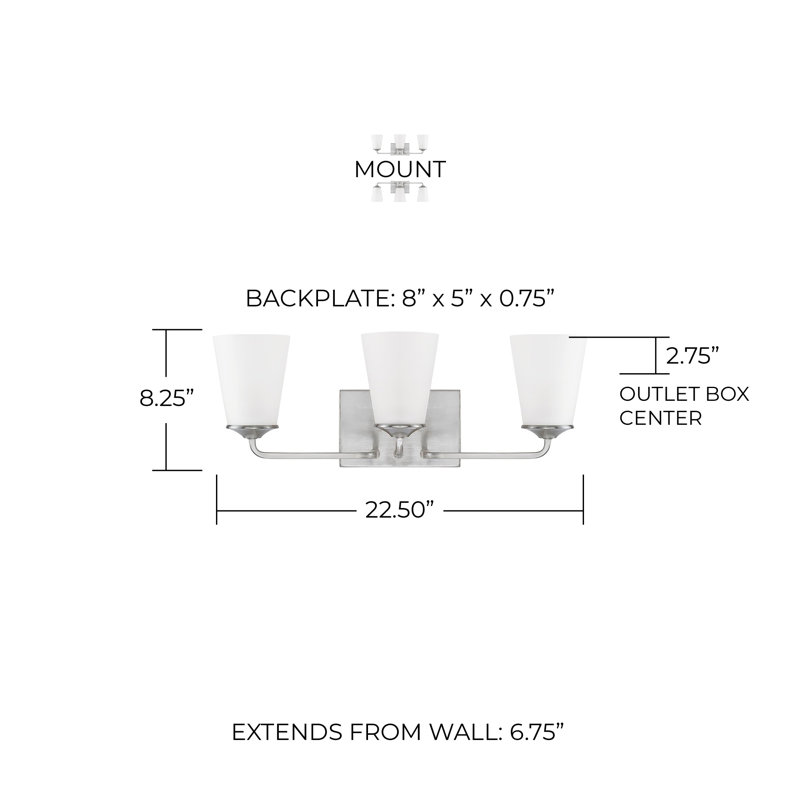 Hakeem 3 - Light Dimmable Vanity Light, Brushed Nickel