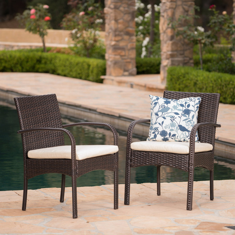 Outdoor Wicker Rattan Club Chair, Beige, Brown