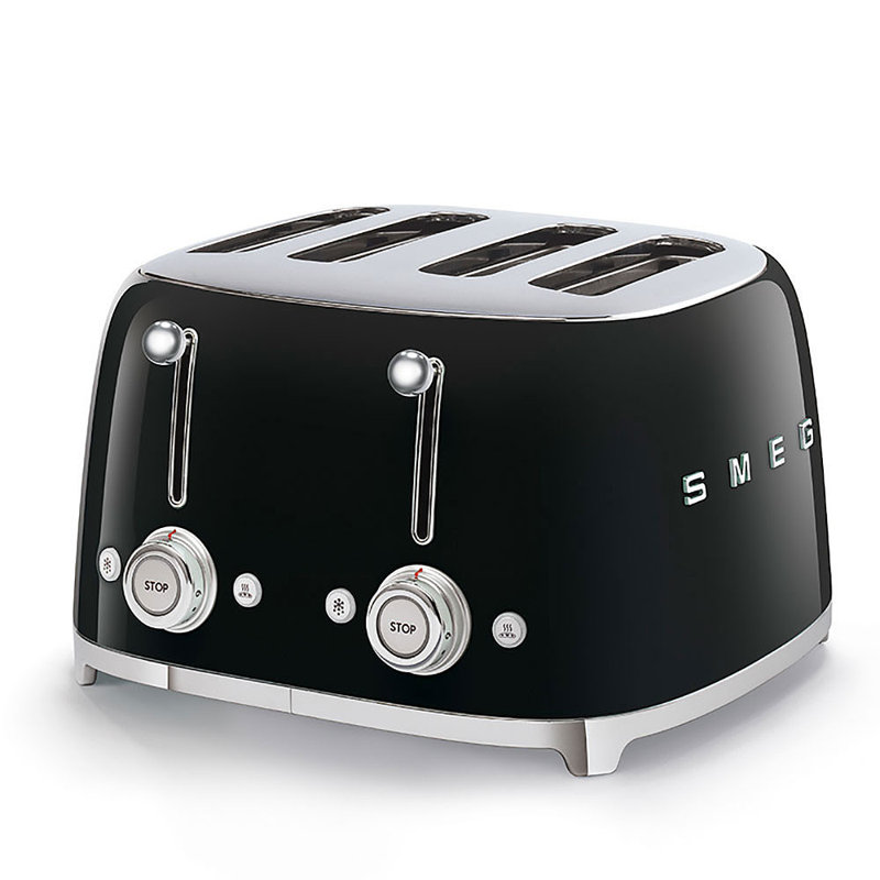Smeg TSF03 50s Style Retro Four Slice Toaster, Black