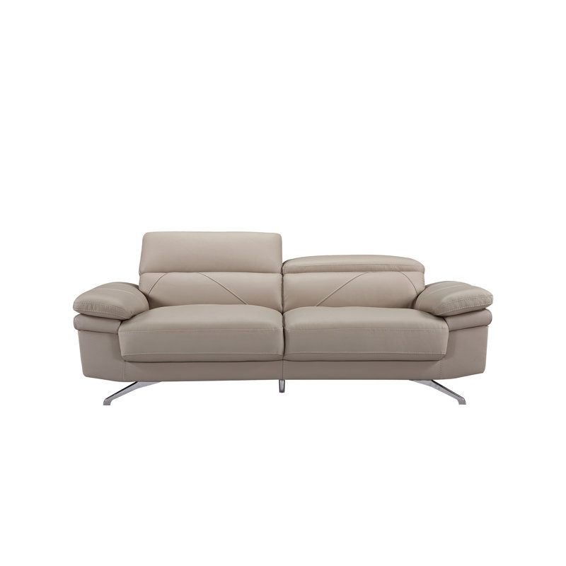 Canapé à accoudoirs arrondis en cuir 84,6 po Belpre, Similicuir gris pâle