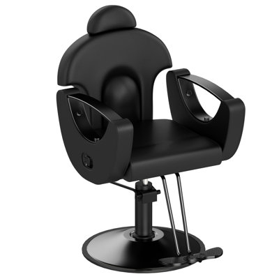 Hydraulic Barber Chair, Reclining Salon Chair With Adjustable Headrest, Faux Leather Styling Chair, 360° Swivel Beauty Salon Equipment, Heavy Duty 330 Lbs, Black