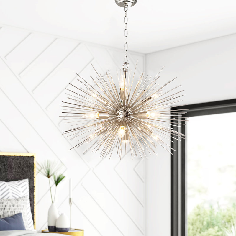 Baskin 12 - Light Dimmable Sputnik Sphere Chandelier, Nickel
