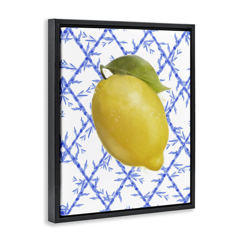 Cadre flottant Lemon Over Bamboo Vines, design par Matthew Piotrowicz, H 21 po x l 17 po, Cadre flottant noir de jais