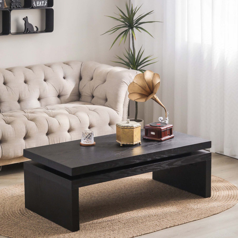 Table basse de salon rectangulaire en bois rustique