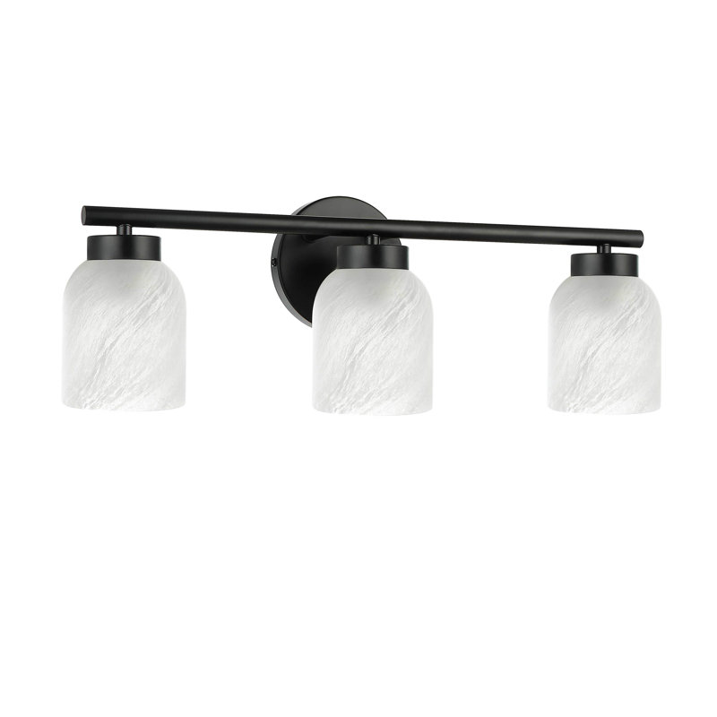 Lampe de coiffeuse Periann, Faux Alabaster, Matte Black, 3
