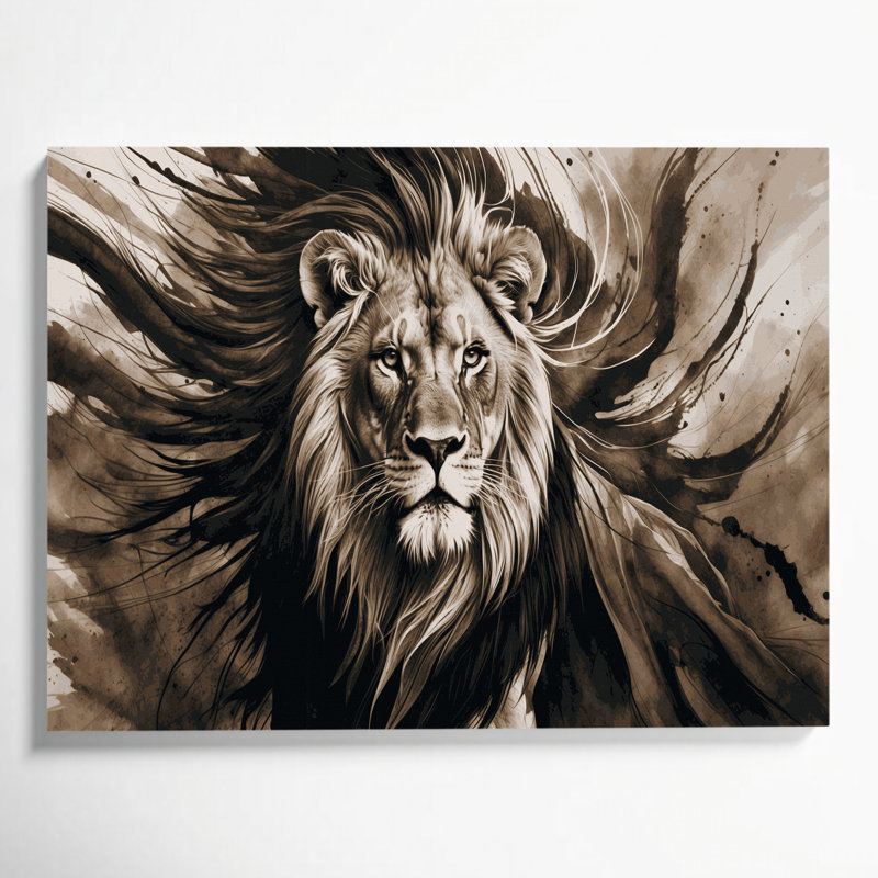 «Big Cats Cape Lion», art mural sur toile noire, H 20 po x l 24 po