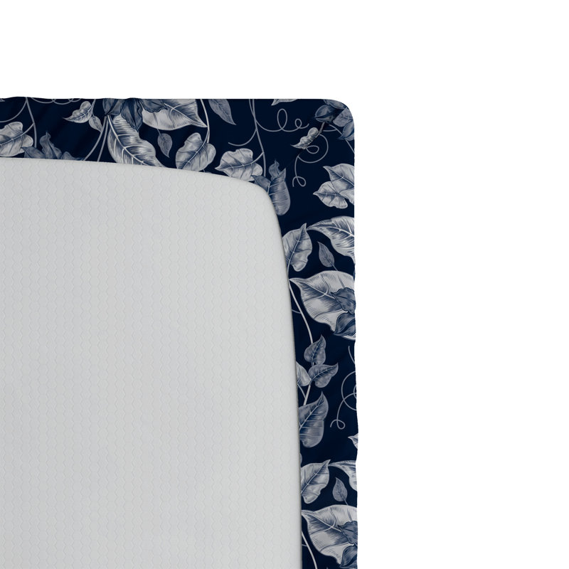 Drap-housse Ambesonne, Blanc, bleu marine / floral, Drap-housse simple TG