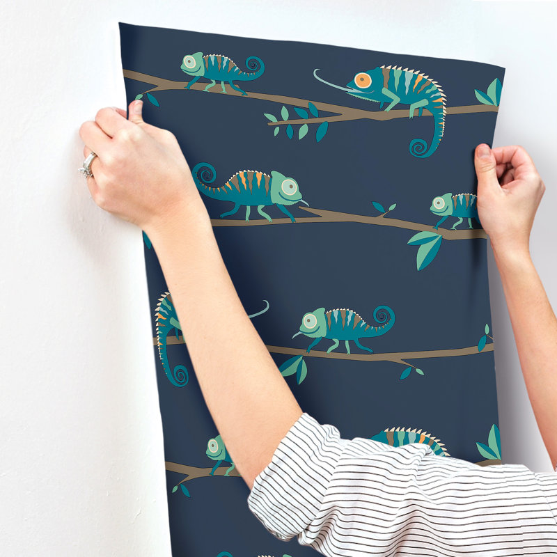 Papier peint Chameleon Family, Blue
