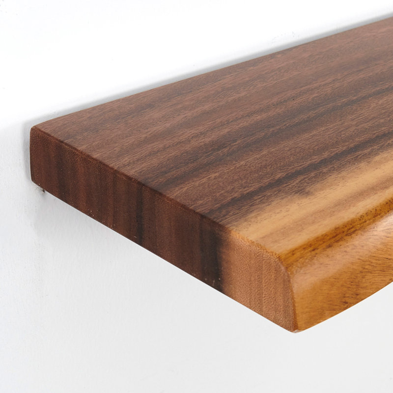 Acacia Wood Live Edge Wall Mounted Shelf, 1.4" H x 24" W x 8" D