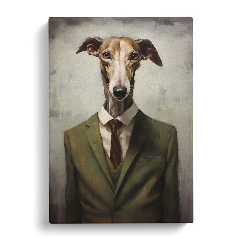 Greyhound in a Suit Painting No.2 - Wrapped Canvas, 76cm H x 50cm W x 3cm D