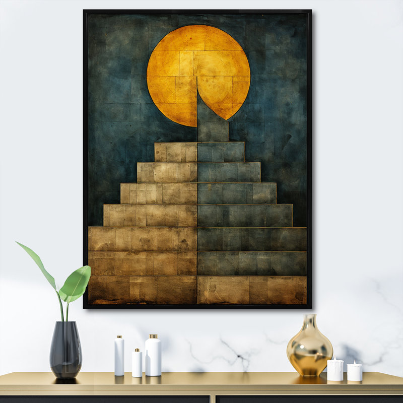 Pleine lune - Illustration rétro, H 40 po x l 30 po x P 1,5 po, Cadre flottant noir