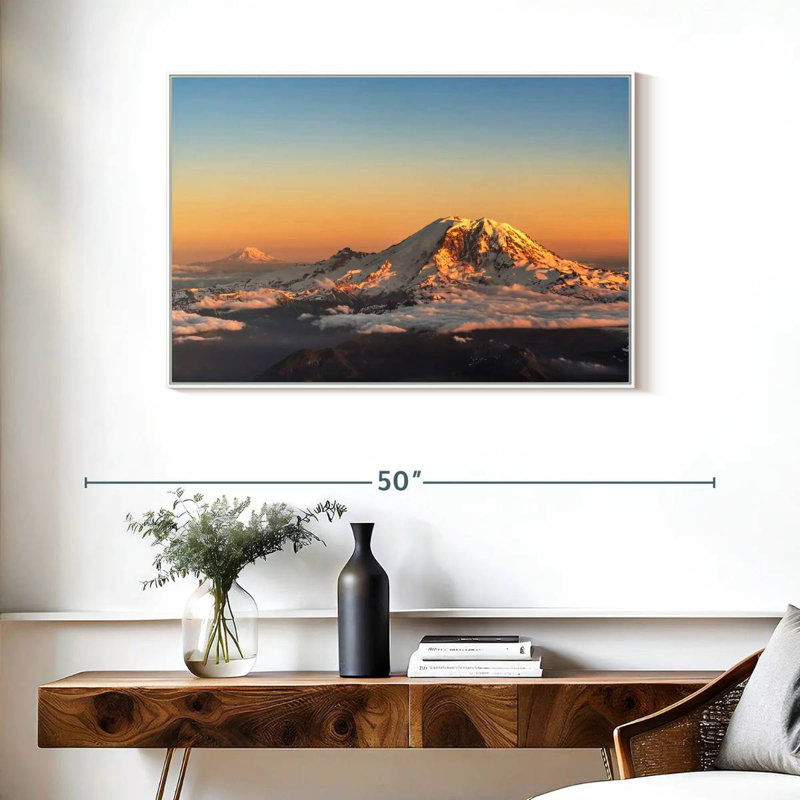 Winter Cascade Range, Floating Frame White, 37" X 25"
