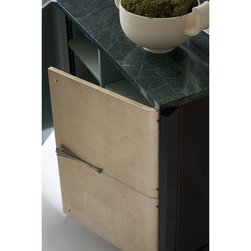 Empire Dark Chocolate and Cream Marble Accent Cabinet