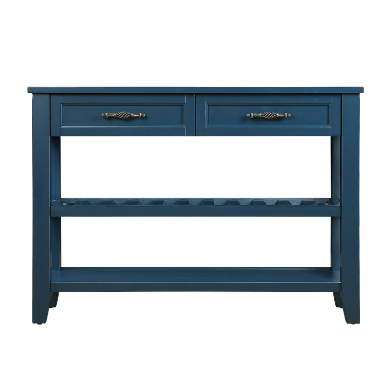 Mid-Century 42 Inch Solid Wood Console Sofa Table With 2 Drawers And 2 Storage Shelves For Living Room, Entryway, And Hallway | Gift Idea