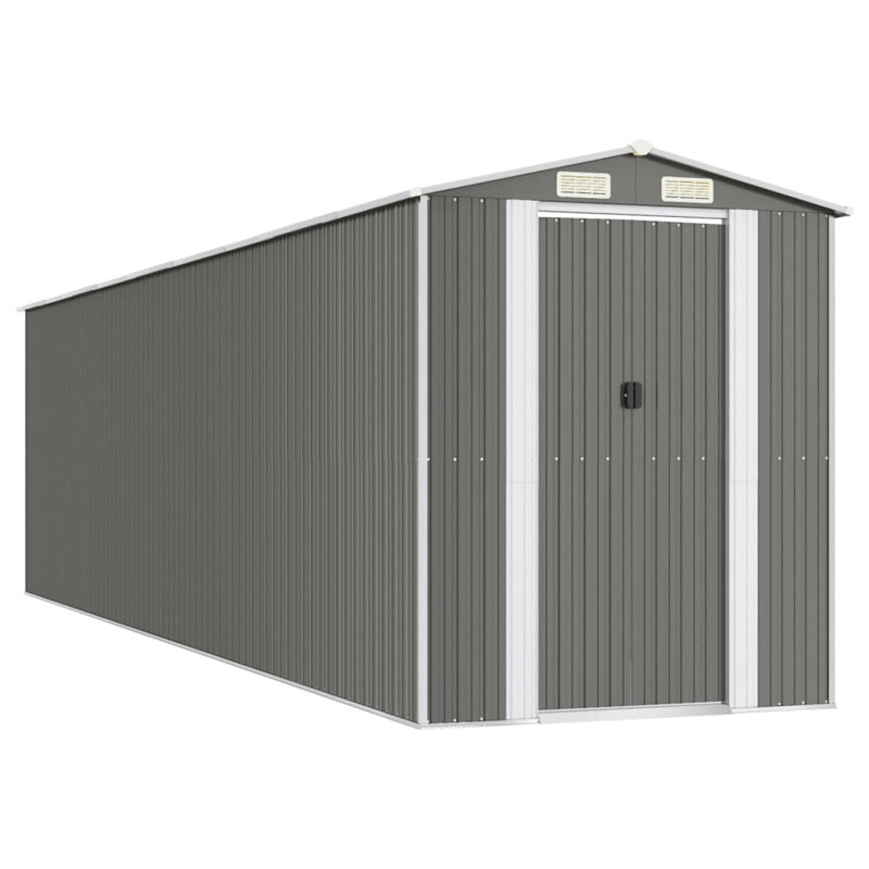 6 ft. W x 25 ft. D Galvanized Steel Apex Garden Shed, Light Grey