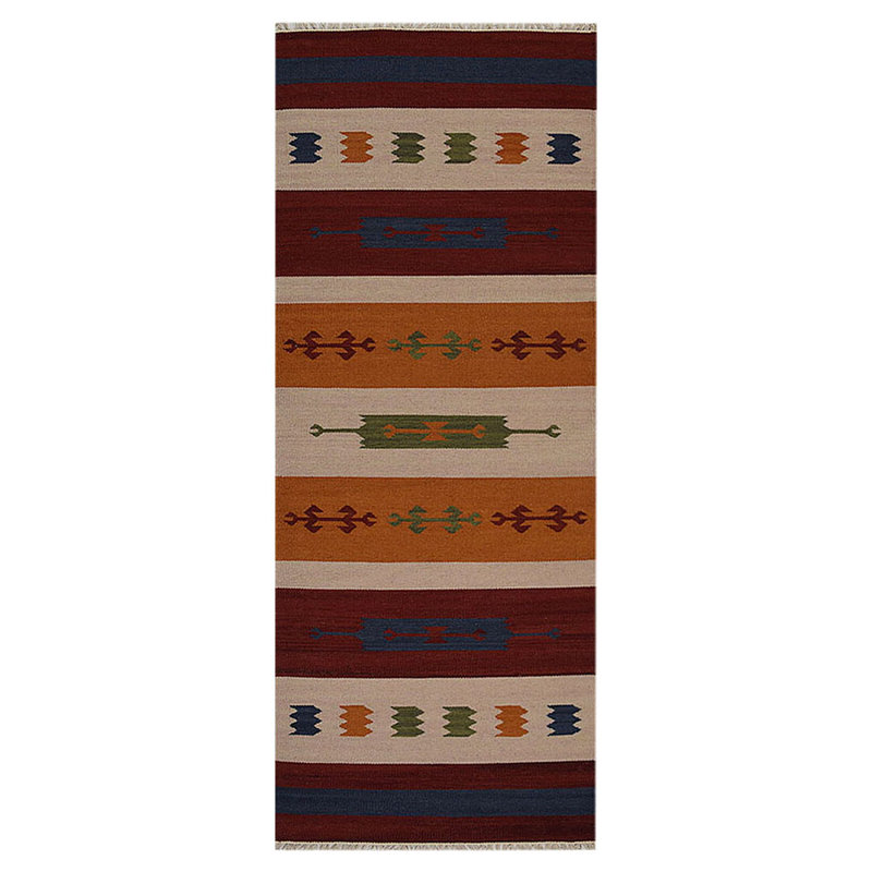 Clare Hand Woven Flat Weave Kilim Wool Eco-Friendly Area Rugs - Rectangle, Multicolor, Contemporary Modern Design, Low Pile Handmade Area Rugs for Living Room, Bed Room