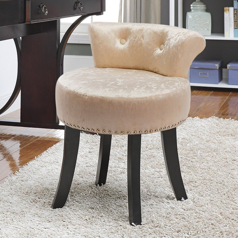 Thjodulf Solid Wood Accent Stool, Champagne