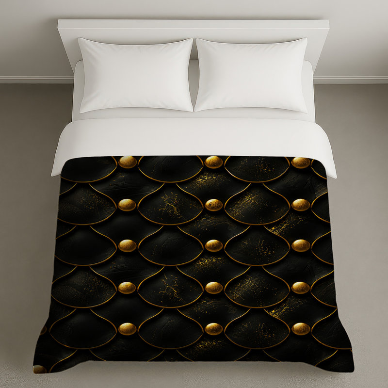 Housses de couette noires et dorées, Lit simple