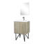 Meuble-lavabo rustique de 61 cm de largeur, comptoir en quartz blanc, robinet en métal et miroir de 46 cm - Meuble-lavabo teinté avec protection anti-rayures, comptoir durable de 51 cm de profondeur