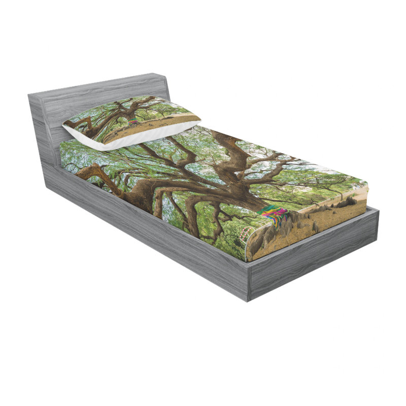Ensemble de draps en thaïlande magnifique rain tree, Ensemble de draps pour lit simple avec drap-housse