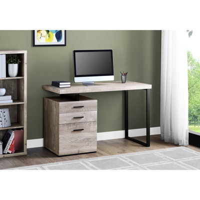 48"l Modern Home Office Desk - Taupe Beige Laminate And Metal Construction 78.82 Lb Computer With & Storage