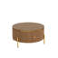 Table basse ronde moderne avec 2 grands tiroirs de rangement, brun, 31,5 po