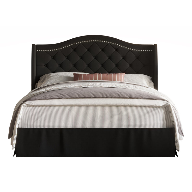 Lit plateforme tapissier Belles, Noir, Double