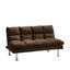 Canapé-lit de futon de style contemporain en microfibre converti en lit avec support supplémentaire pour pieds chromés