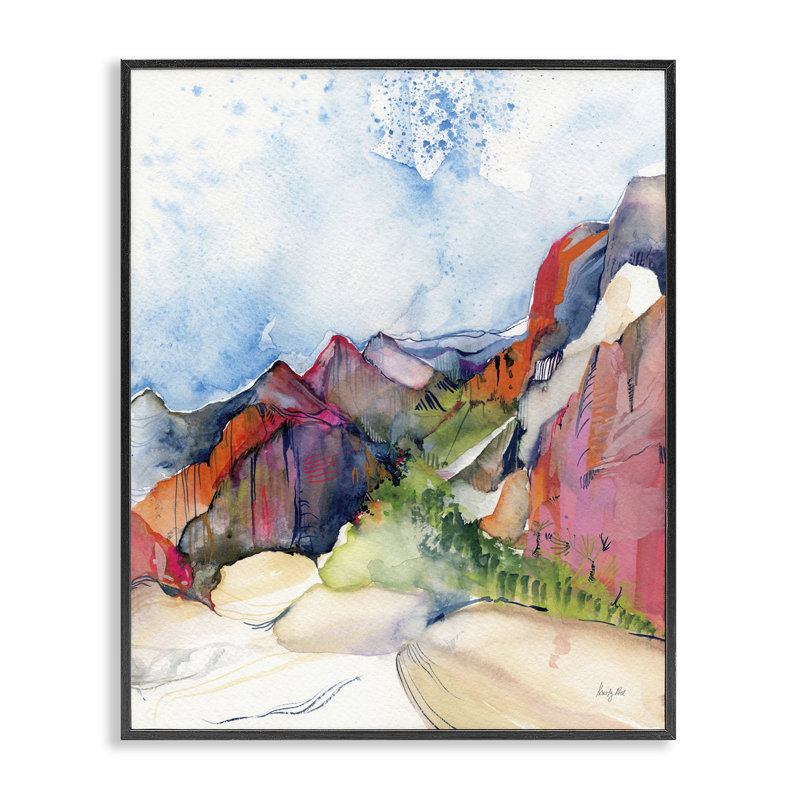  «Desert Days Abstraction Giclee Art» par Kristy riz, H 20 po x l 16 po, Giclée encadrée noir minuit